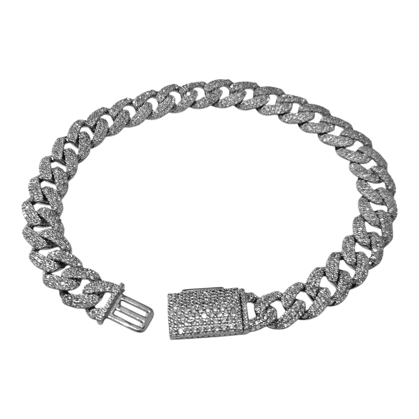 Curb (Cuban) Silver 925 Cubic Zirconia Bracelet for Men or Women