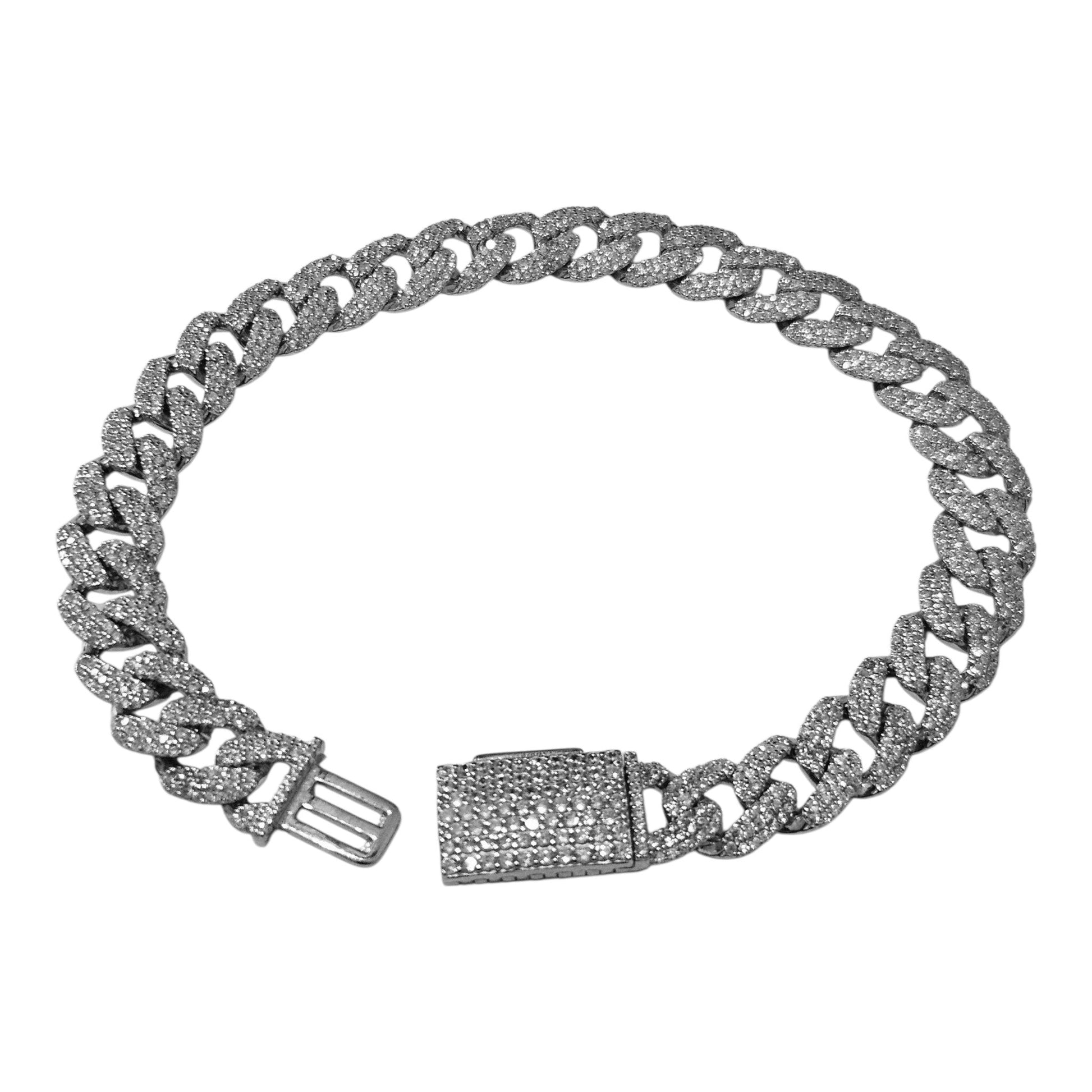 Curb (Cuban) Silver 925 Cubic Zirconia Bracelet for Men or Women