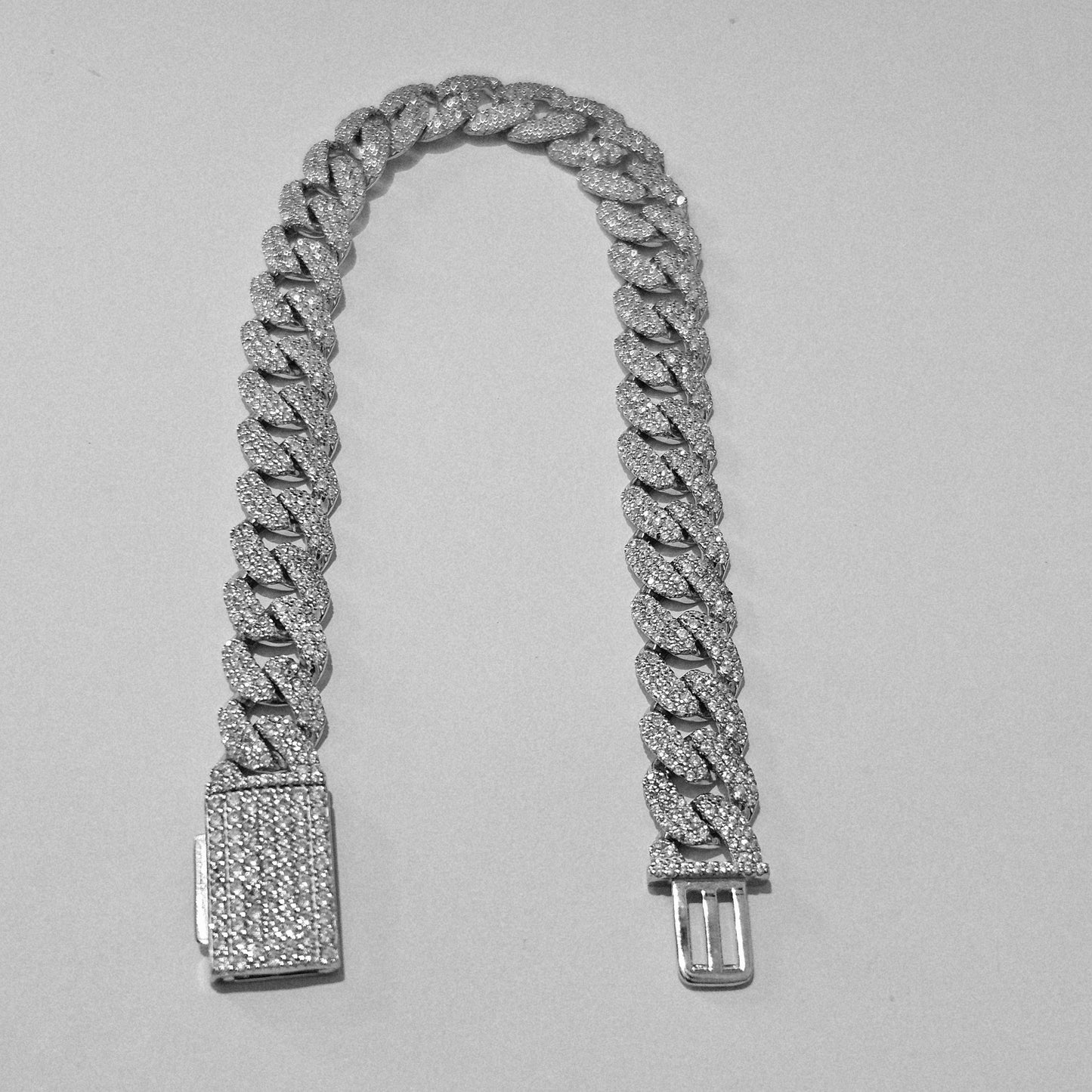 Curb (Cuban) Silver 925 Cubic Zirconia Bracelet for Men or Women