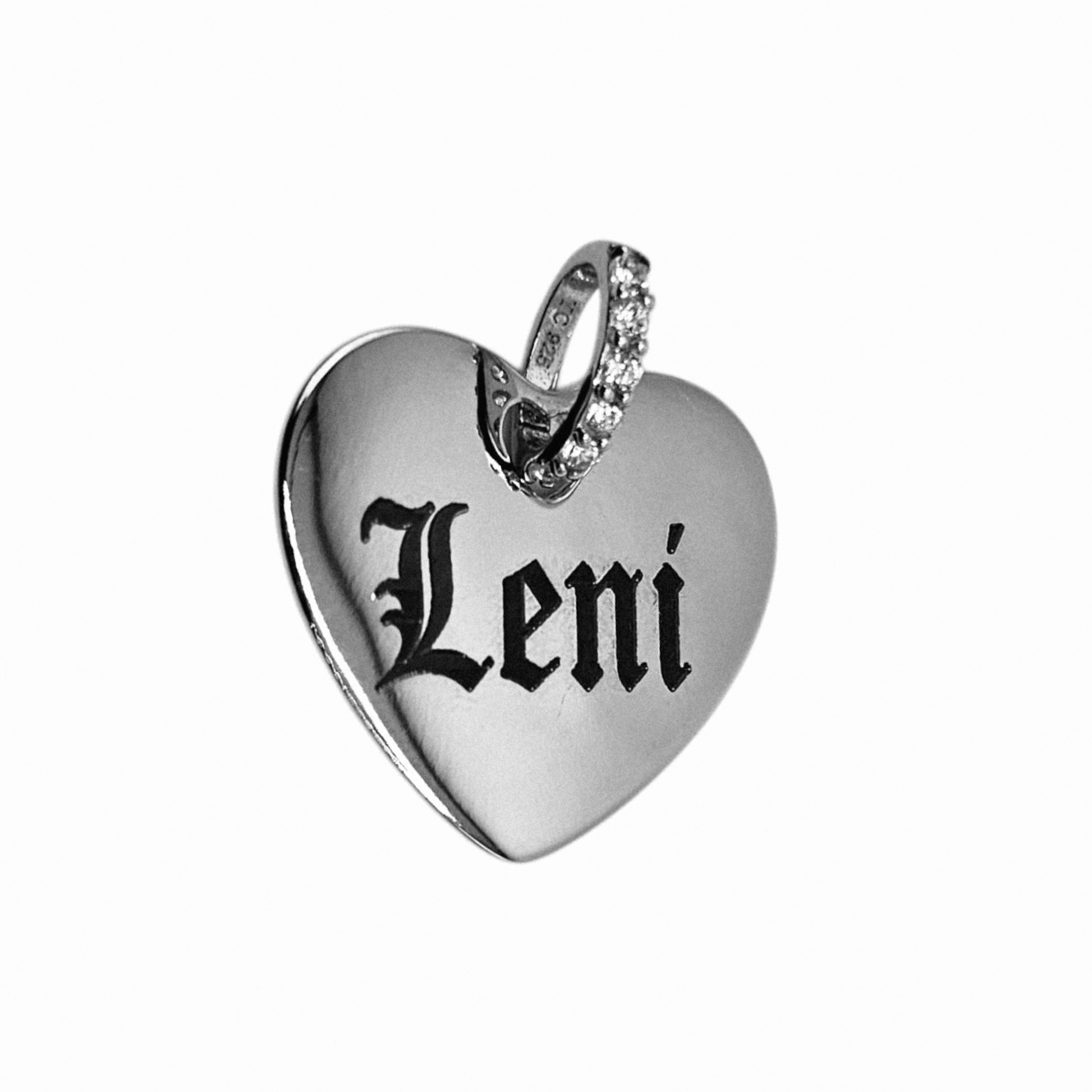 Customizable Heart Necklace Cubic Zirconia Stones Silver 925 For Women