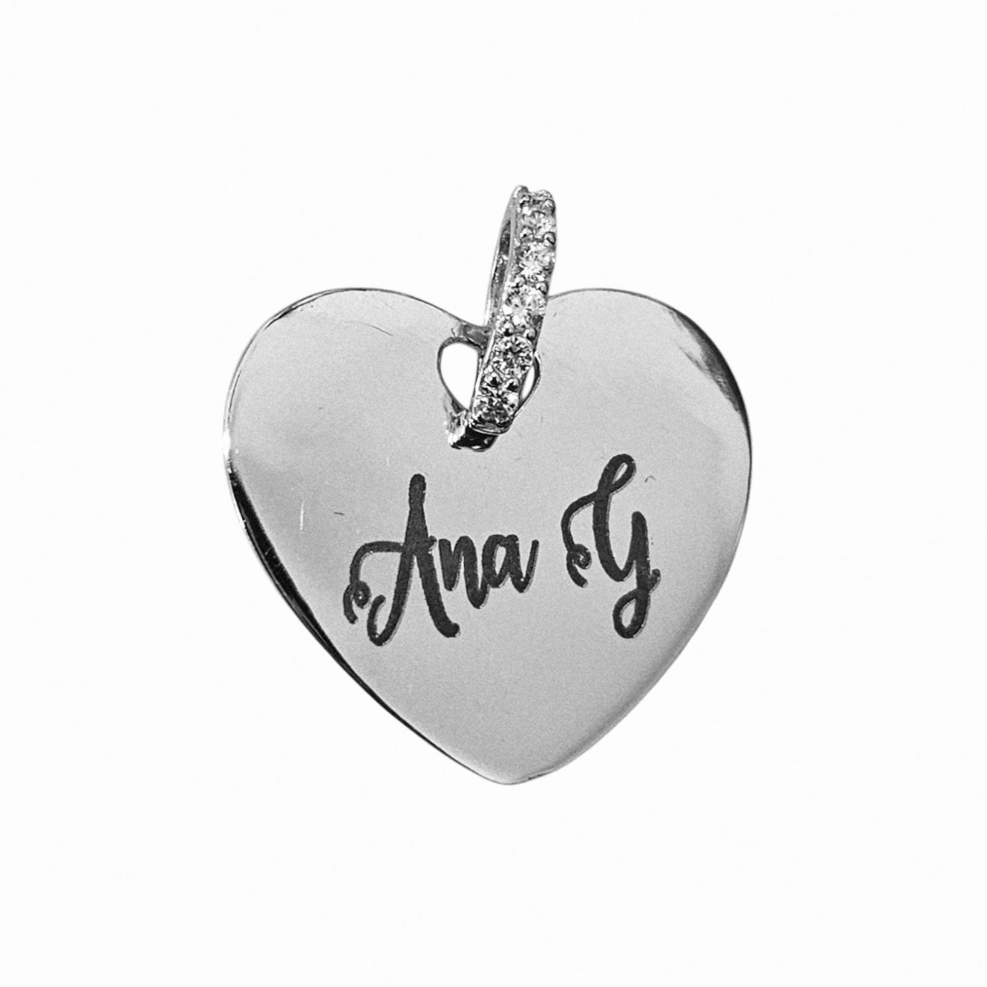 Customizable Heart Necklace Cubic Zirconia Stones Silver 925 For Women
