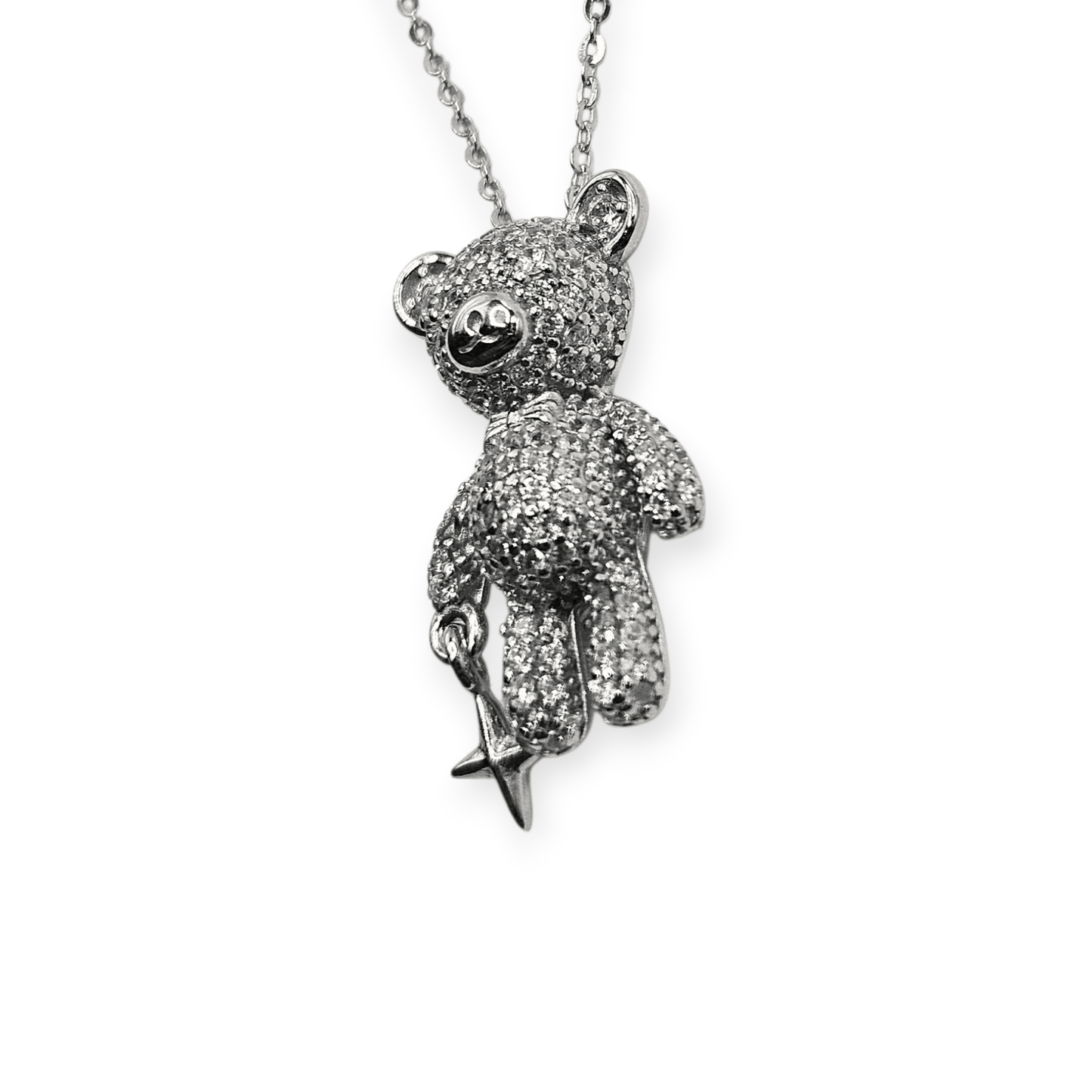 Cute Bear and Star Silver 925 Necklace