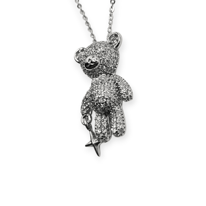 Cute Bear and Star Silver 925 Necklace