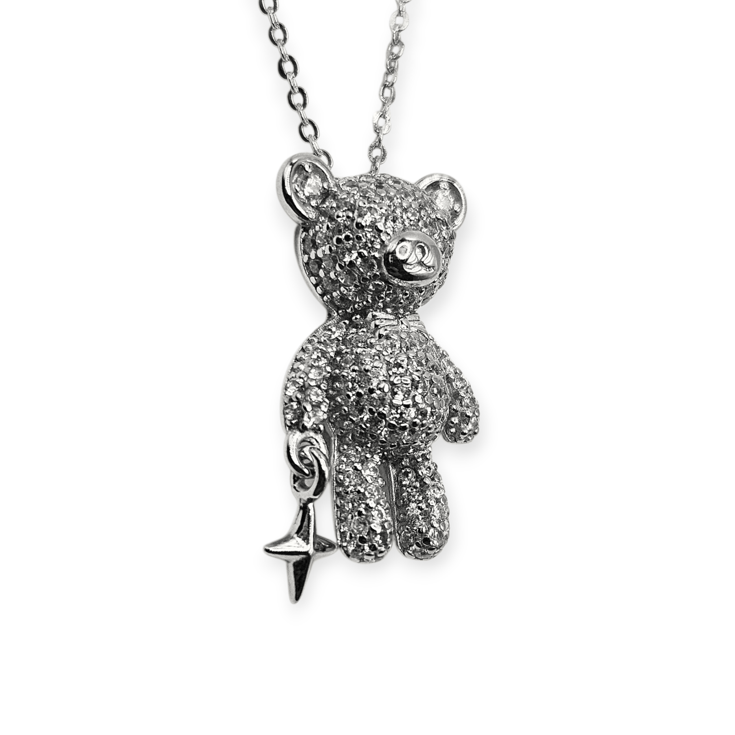 Cute Bear and Star Silver 925 Necklace