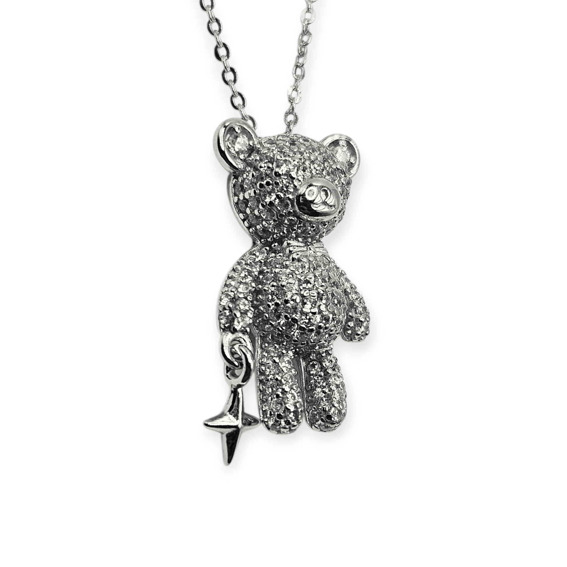 Cute Bear and Star Silver 925 Necklace