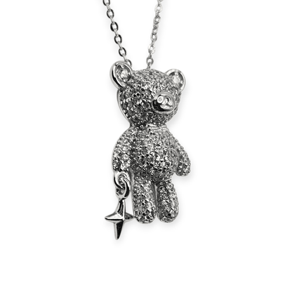Cute Bear and Star Silver 925 Necklace