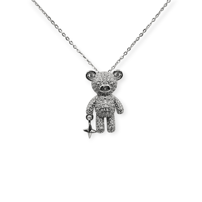 Cute Bear and Star Silver 925 Necklace