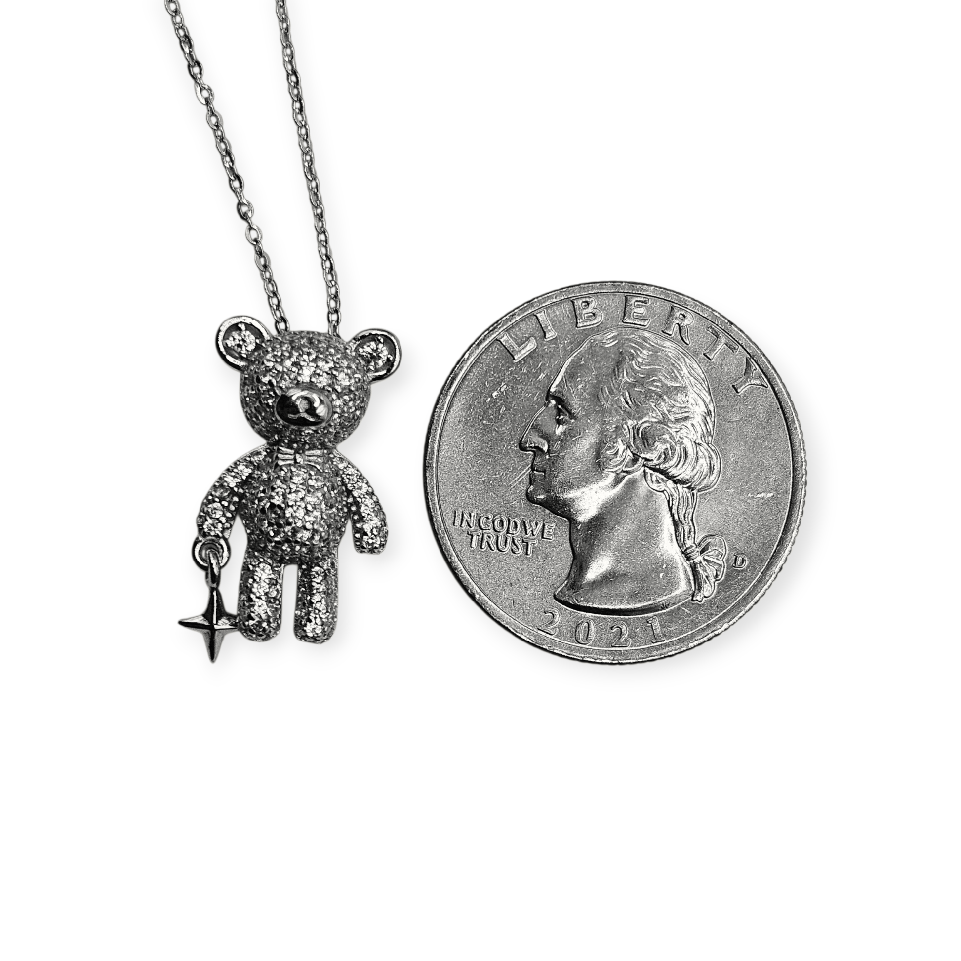 Cute Bear and Star Silver 925 Necklace