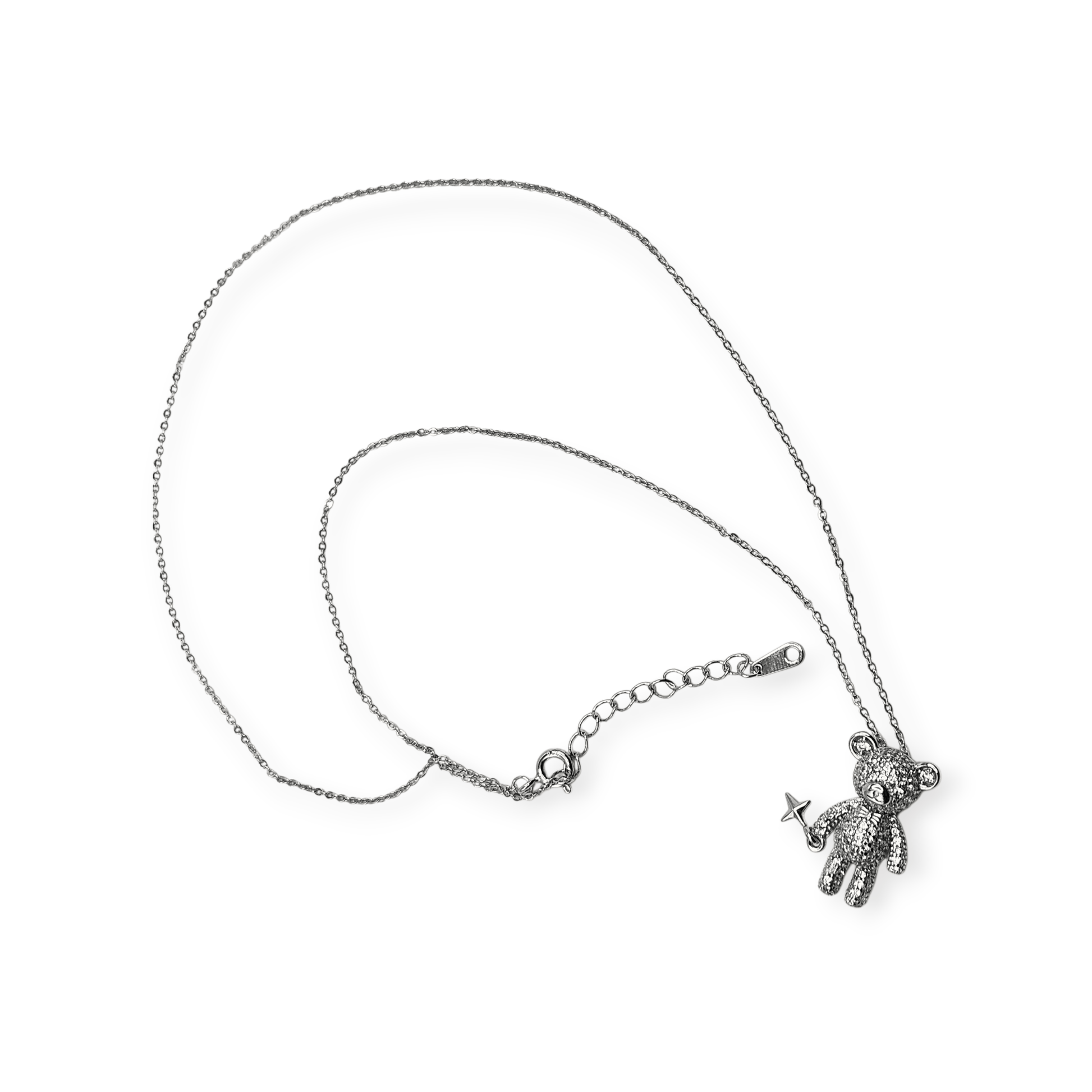 Cute Bear and Star Silver 925 Necklace