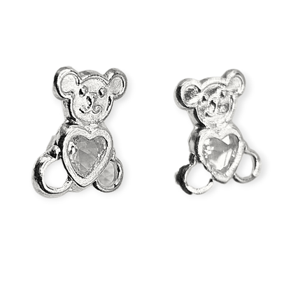 Cute Bear Stud Earrings for Girls 925 Silver
