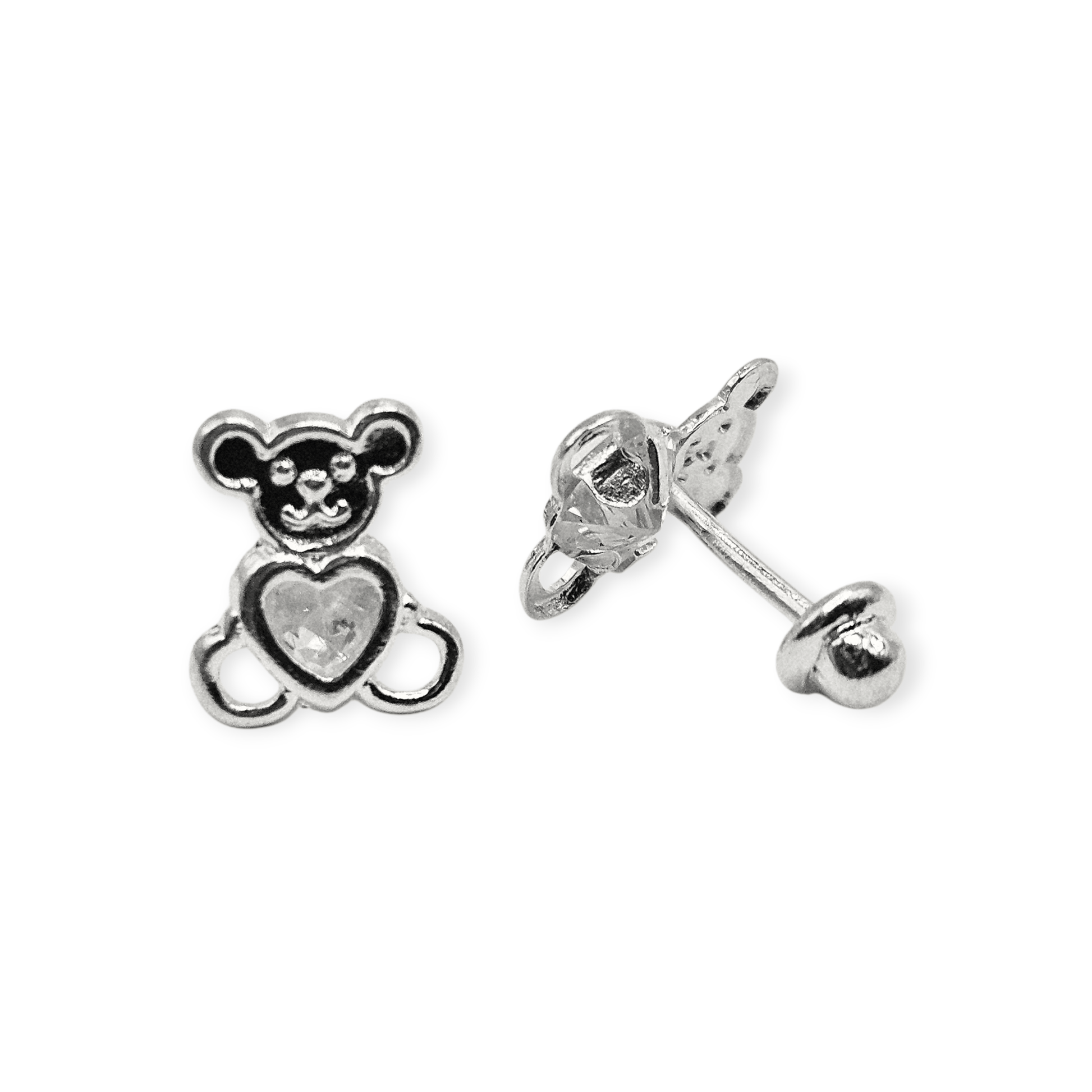 Cute Bear Stud Earrings for Girls 925 Silver