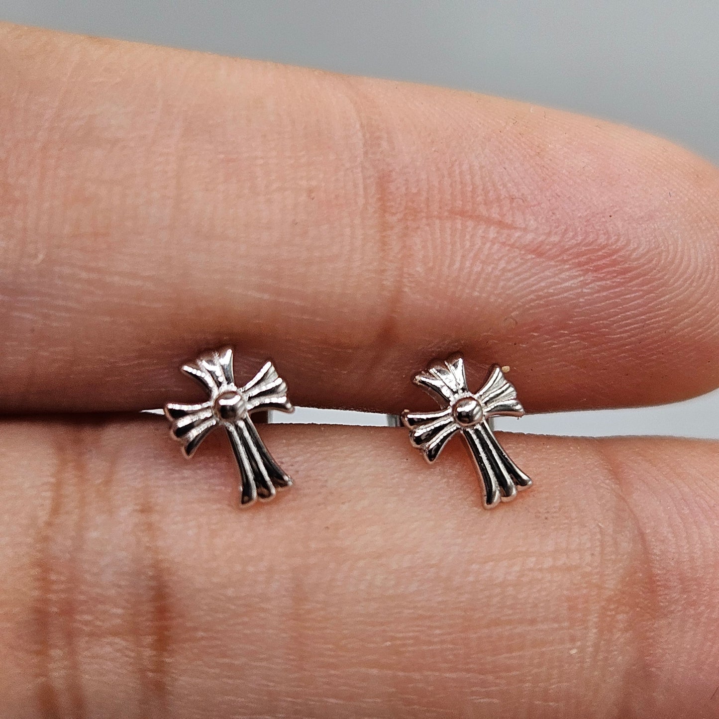 Dainty Cross Stud Earrings Silver 925