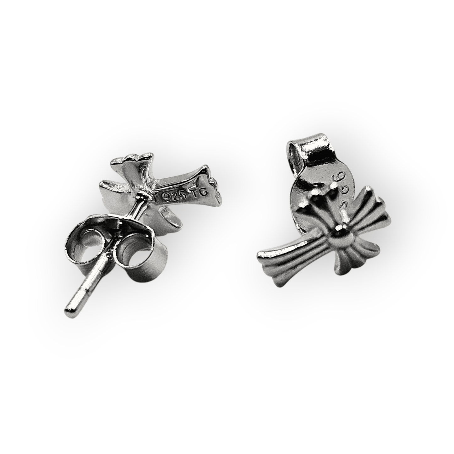 Dainty Cross Stud Earrings Silver 925
