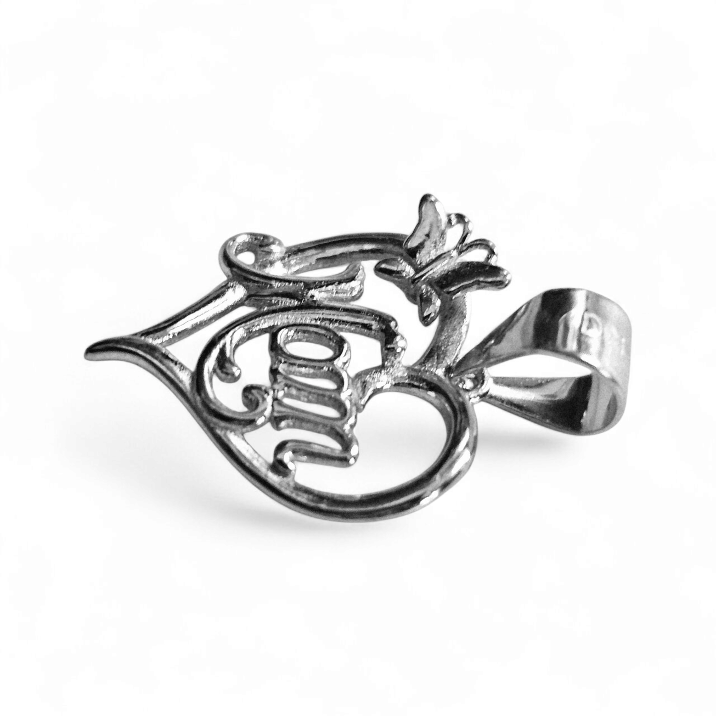 Dainty Heart Shape MOM Silver 925 Pendant with Cubic Zirconia