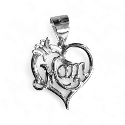 Dainty Heart Shape MOM Silver 925 Pendant with Cubic Zirconia