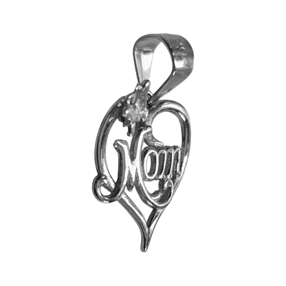Dainty Heart Shape MOM Silver 925 Pendant with Cubic Zirconia