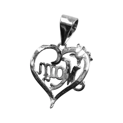 Dainty Heart Shape MOM Silver 925 Pendant with Cubic Zirconia