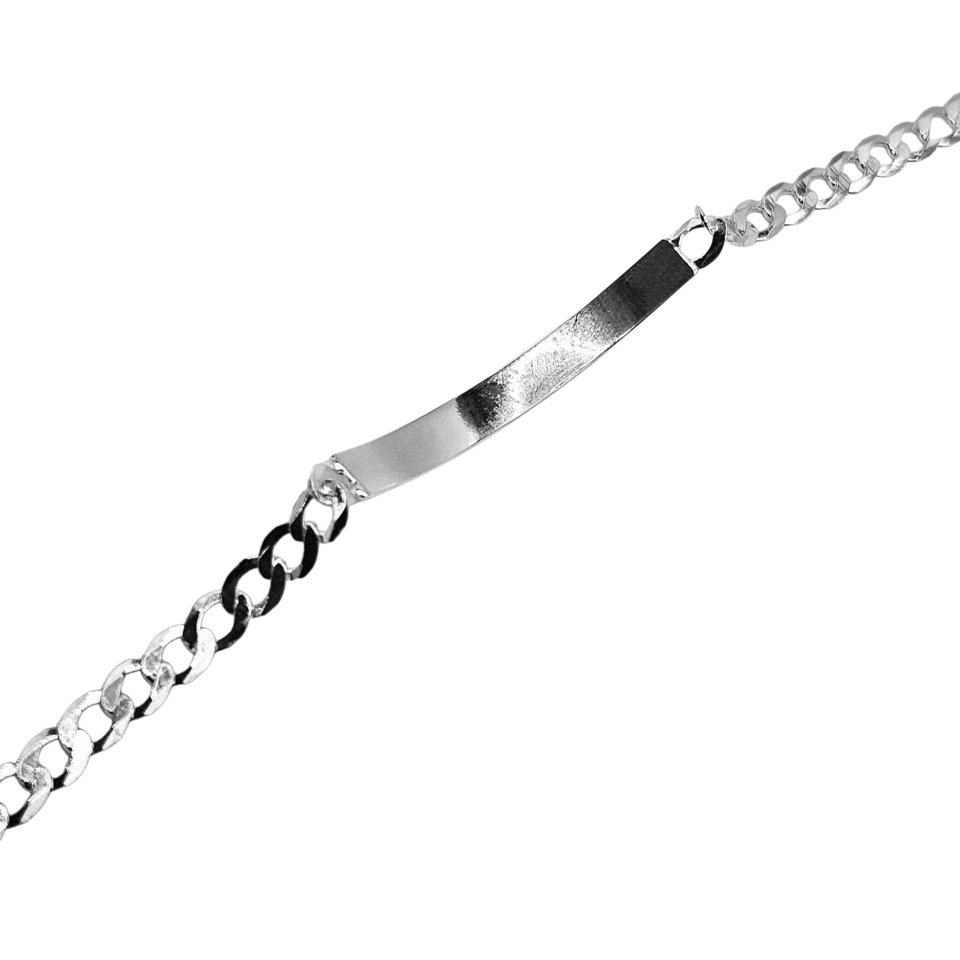 Dainty ID Plate Sterling Silver 925 7"L Bracelet Cuban Unisex - Free Laser Engraving Great for Kids
