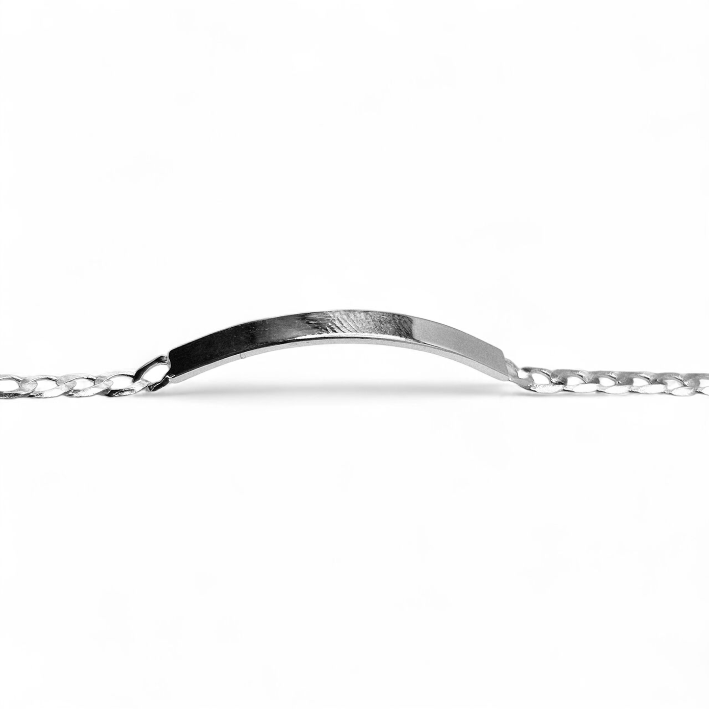 Dainty ID Plate Sterling Silver 925 7"L Bracelet Cuban Unisex - Free Laser Engraving Great for Kids
