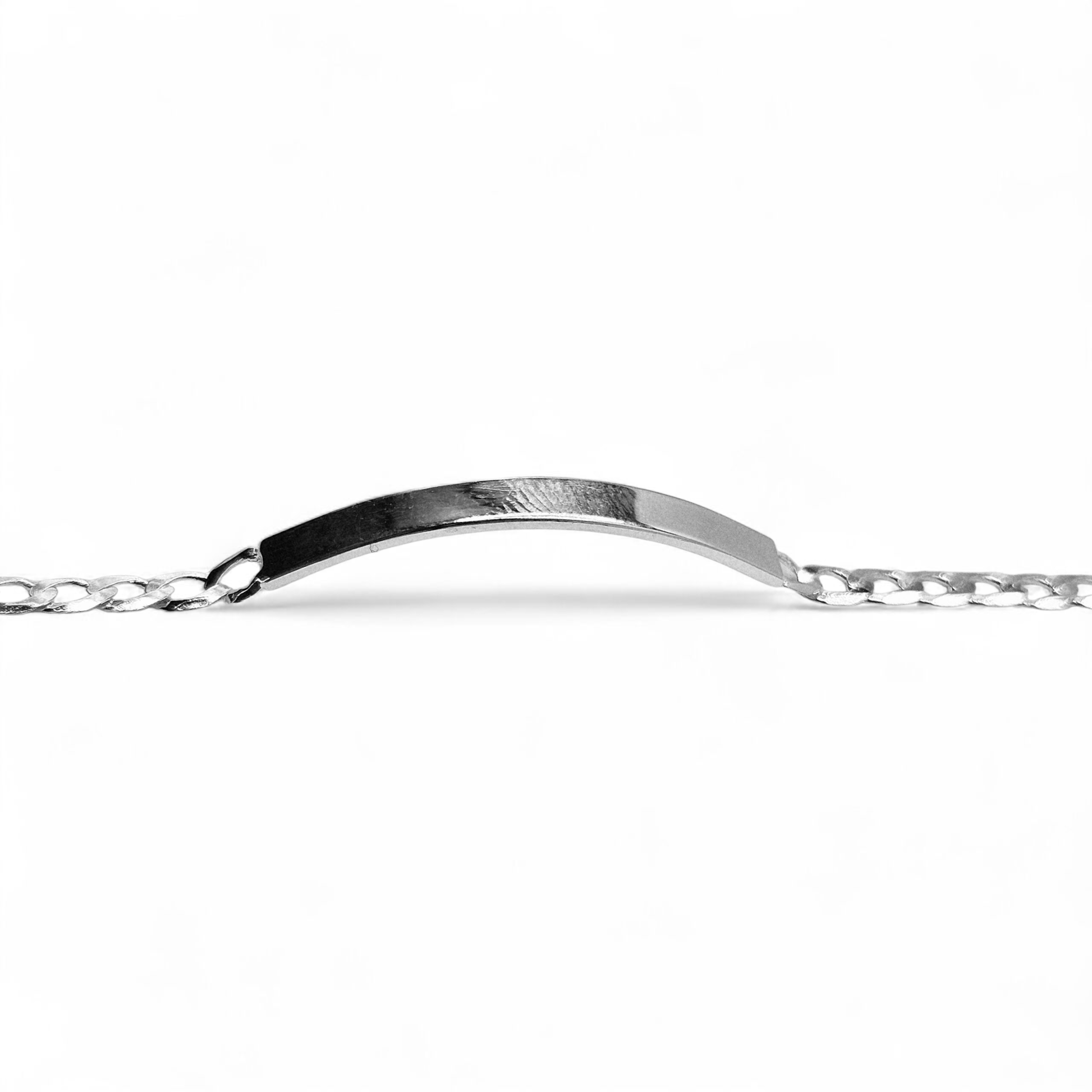 Dainty ID Plate Sterling Silver 925 7"L Bracelet Cuban Unisex - Free Laser Engraving Great for Kids