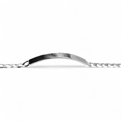 Dainty ID Plate Sterling Silver 925 7"L Bracelet Cuban Unisex - Free Laser Engraving Great for Kids