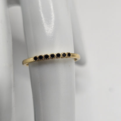 Dainty Ring Band with Black Cubic Zirconia Stones for Women