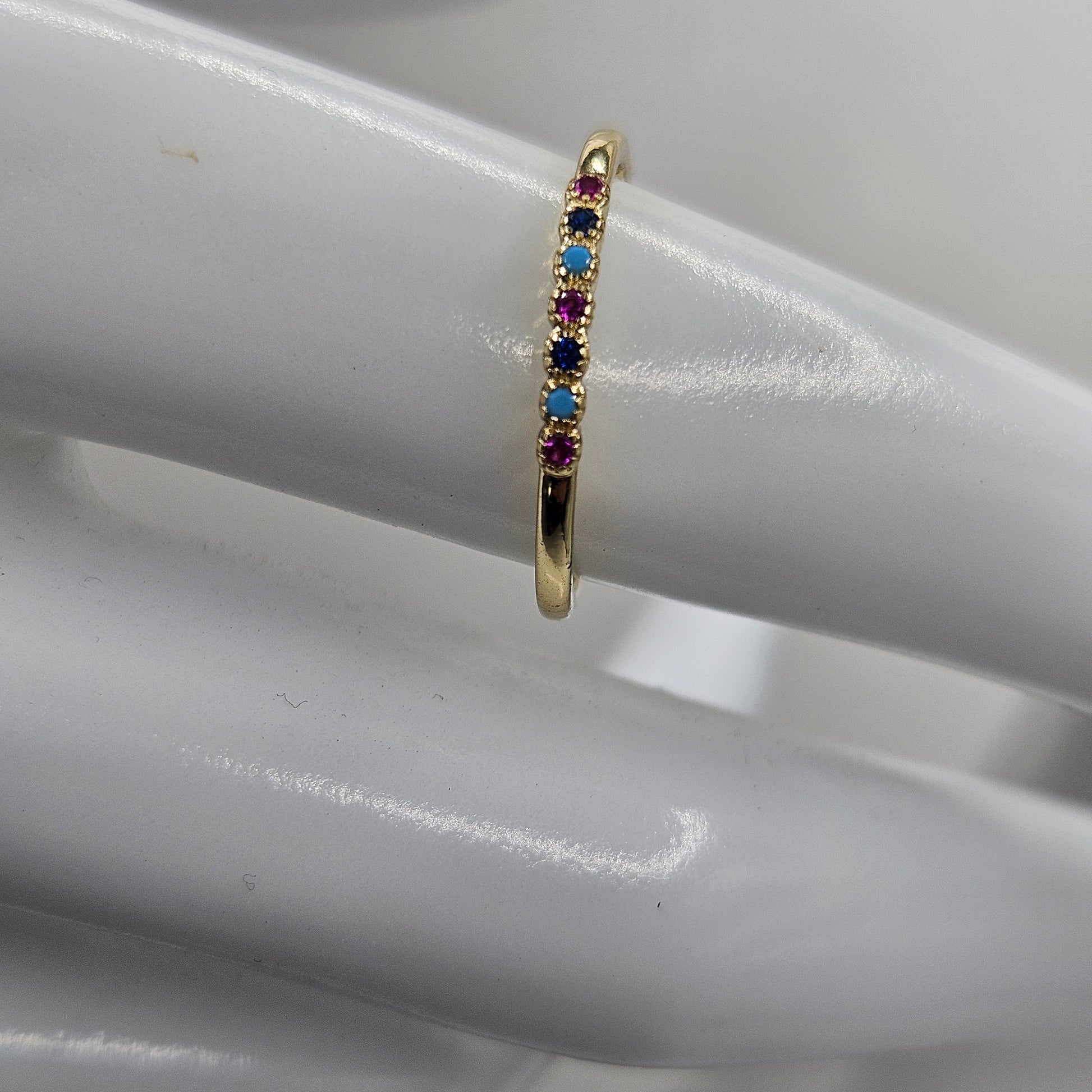 Dainty Ring Band with Colorfull Cubic Zirconia Stones for Women