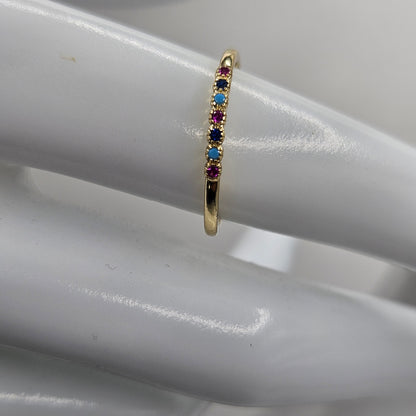 Dainty Ring Band with Colorfull Cubic Zirconia Stones for Women