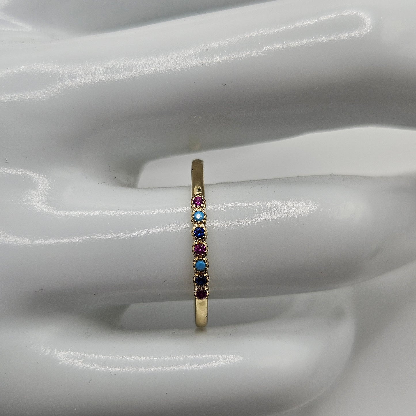 Dainty Ring Band with Colorfull Cubic Zirconia Stones for Women