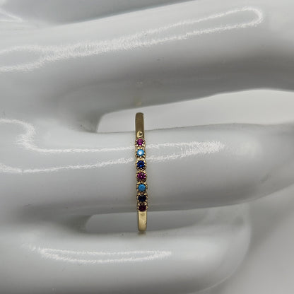 Dainty Ring Band with Colorfull Cubic Zirconia Stones for Women