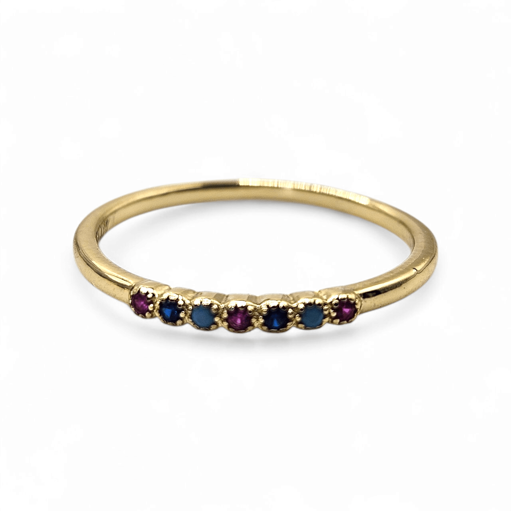 Dainty Ring Band with Colorfull Cubic Zirconia Stones for Women