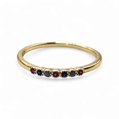 Dainty Ring Band with Colorfull Cubic Zirconia Stones for Women