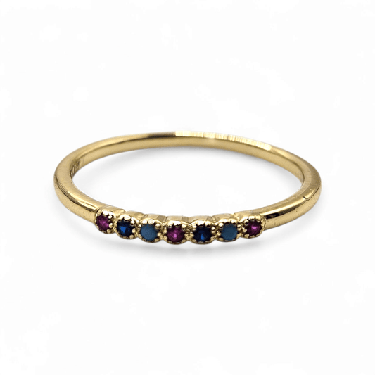 Dainty Ring Band with Colorfull Cubic Zirconia Stones for Women