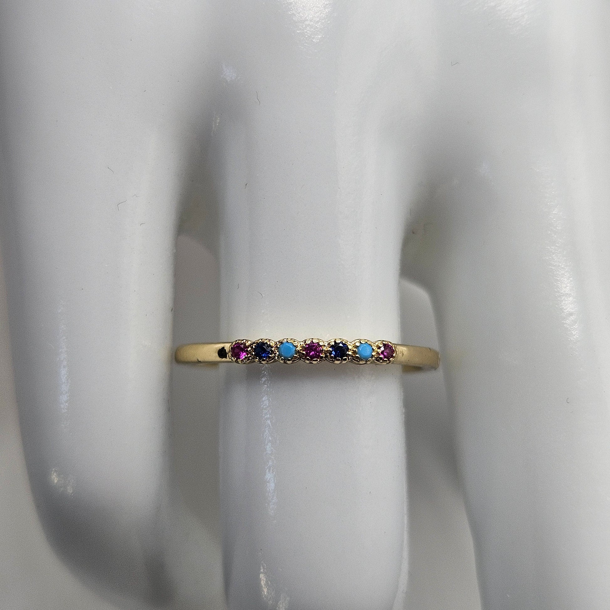 Dainty Ring Band with Colorfull Cubic Zirconia Stones for Women