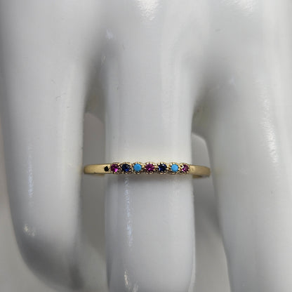 Dainty Ring Band with Colorfull Cubic Zirconia Stones for Women