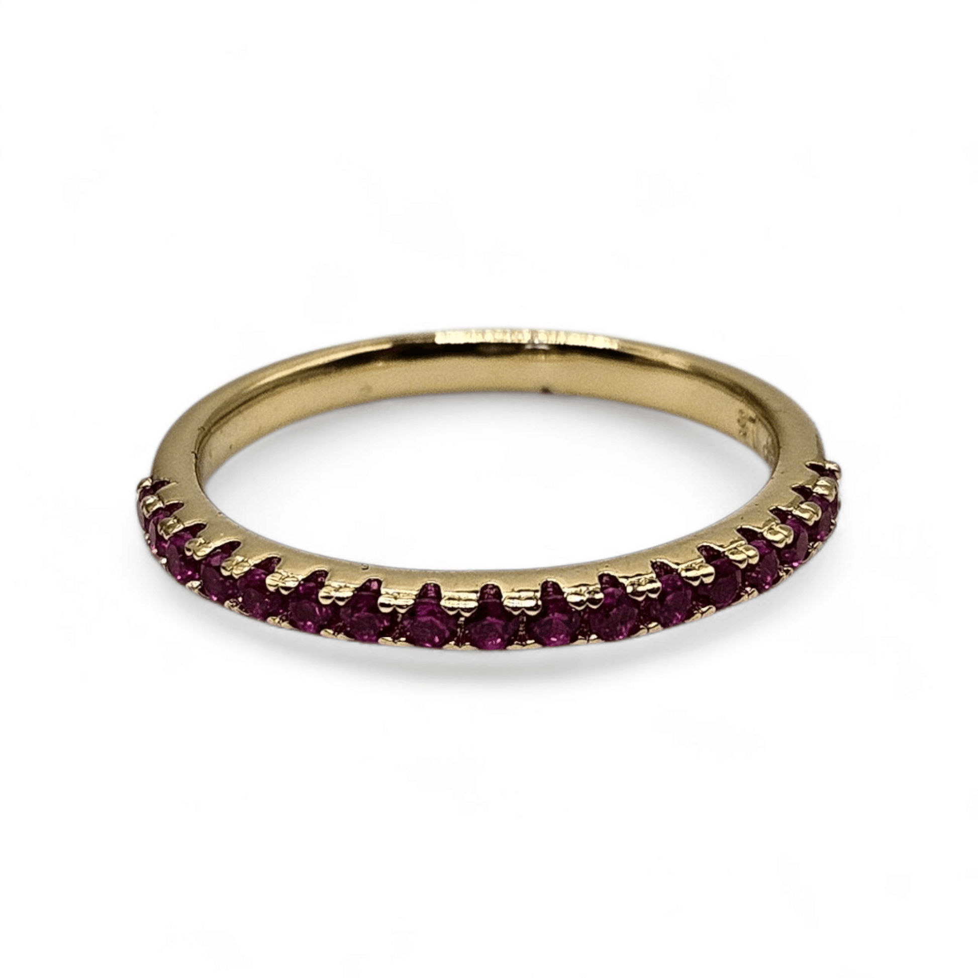 Dainty Ring Band with Cubic Zirconia Stones Pink or Blue for Women