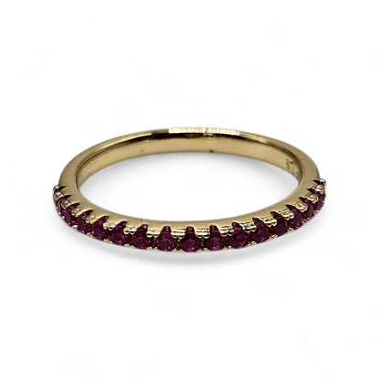 Dainty Ring Band with Cubic Zirconia Stones Pink or Blue for Women