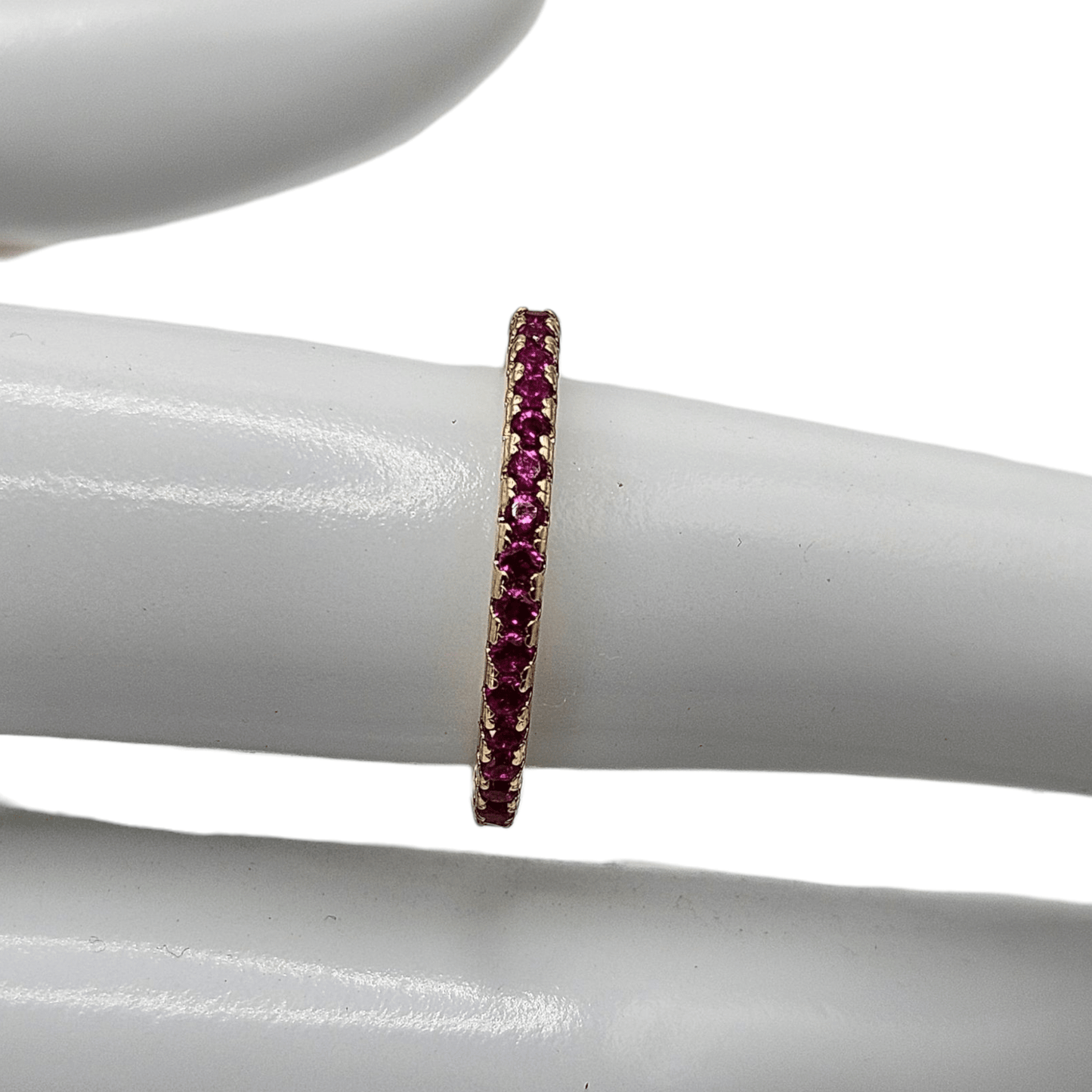 Dainty Ring Band with Cubic Zirconia Stones Pink or Blue for Women