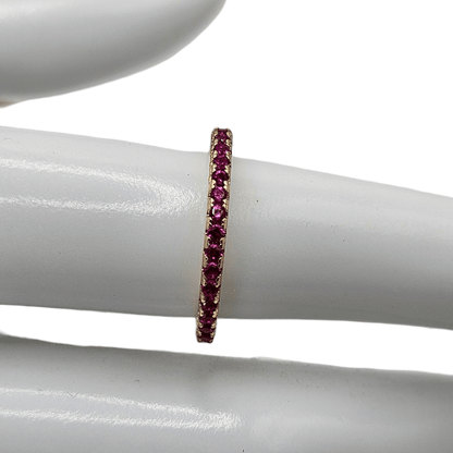 Dainty Ring Band with Cubic Zirconia Stones Pink or Blue for Women