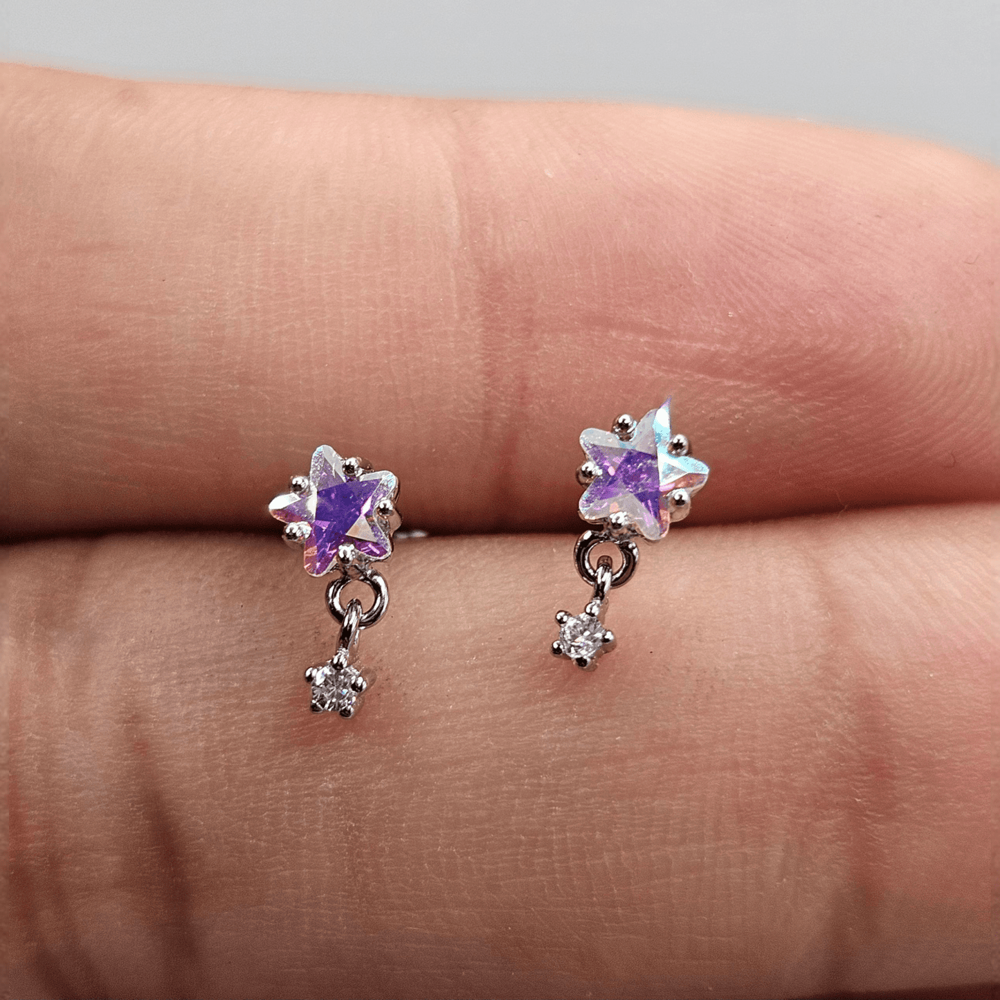 Dangling Stars Stud Earrings Silver 925 for Girls