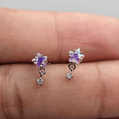 Dangling Stars Stud Earrings Silver 925 for Girls