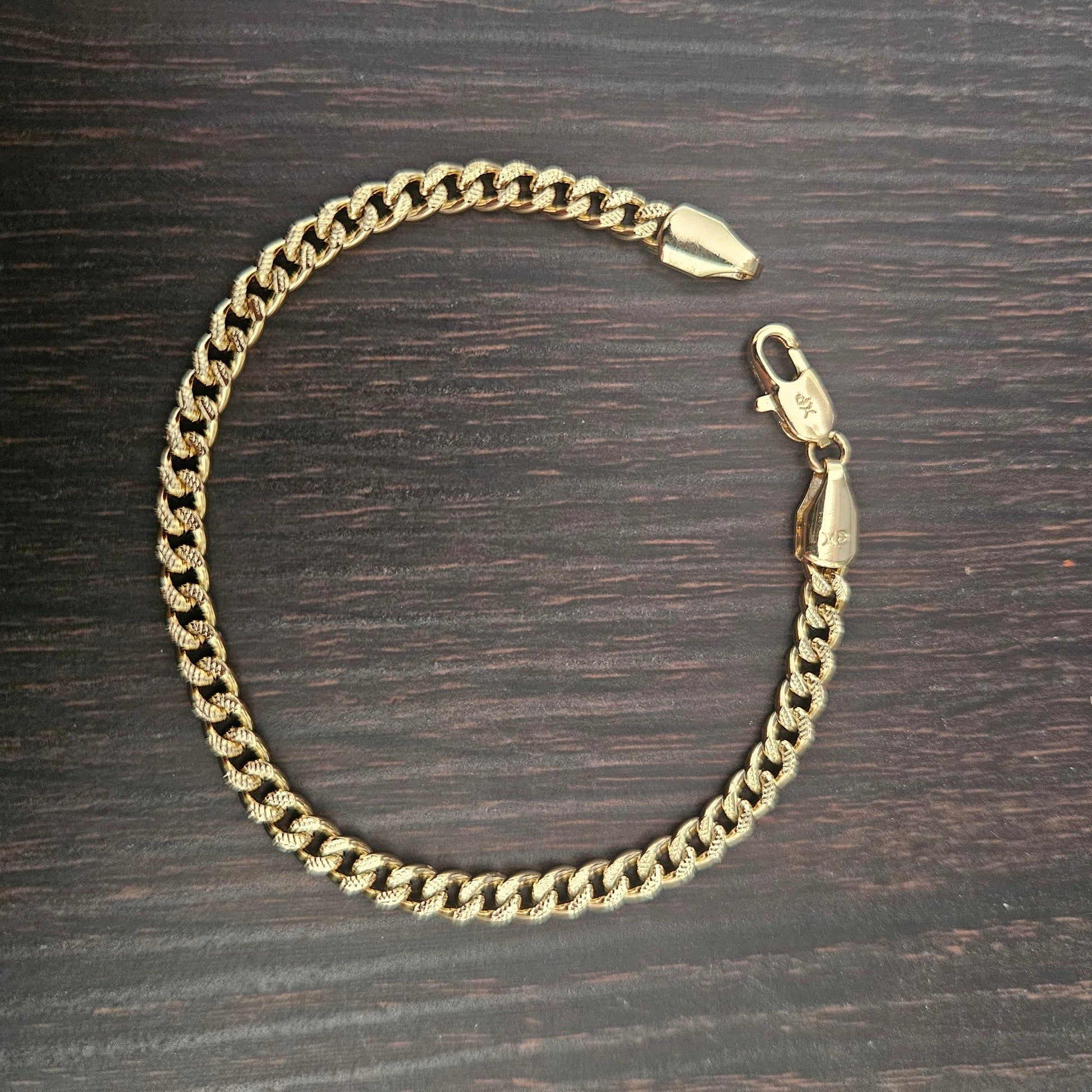 Diamond Cut Link 14k Gold Plated Bracelet 7"Long