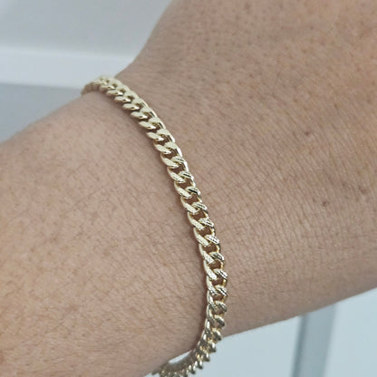 Diamond Cut Link 14k Gold Plated Bracelet 7"Long