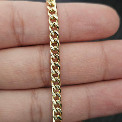 Diamond Cut Link 14k Gold Plated Bracelet 7"Long