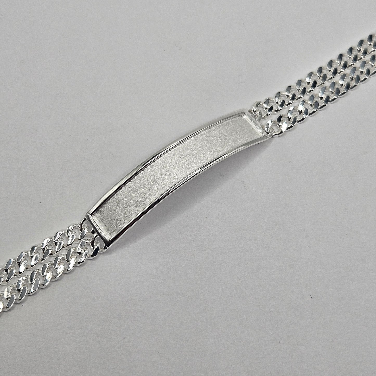 Double Cuban Chain Silver Bracelet For Men 8"L