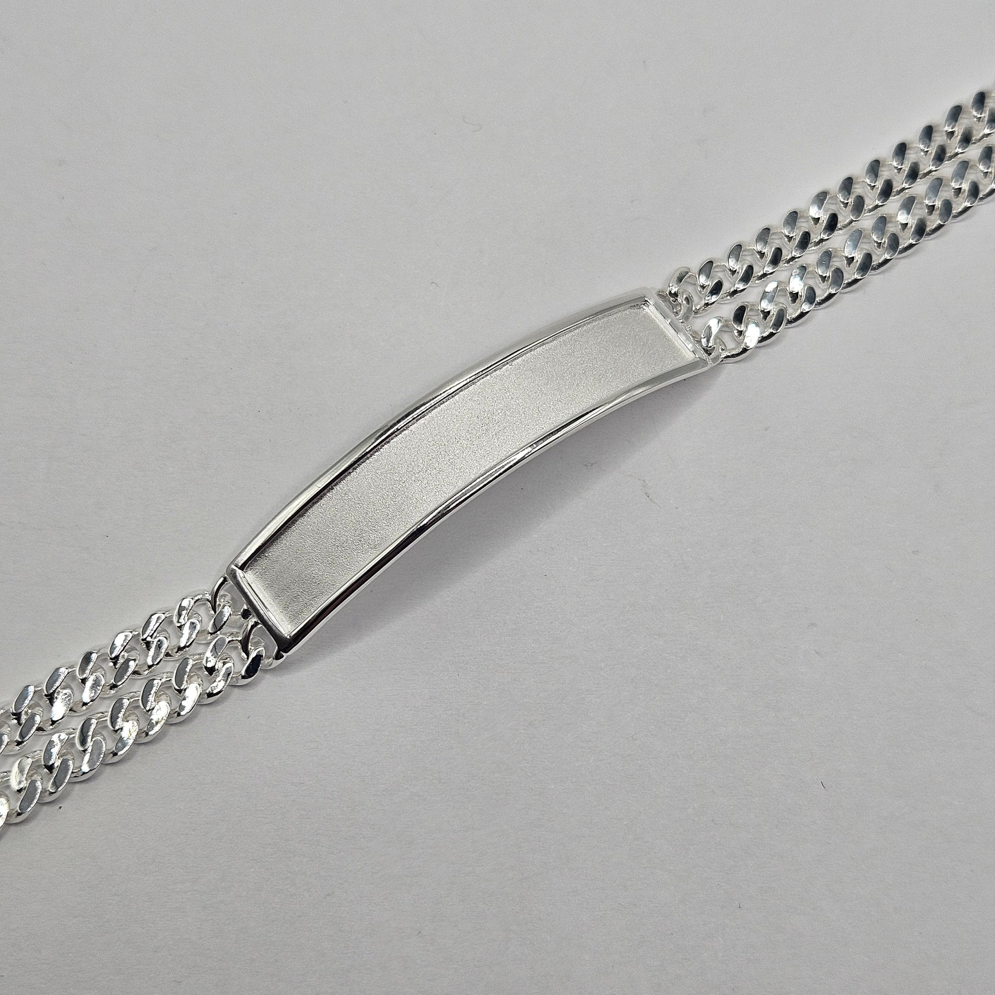 Double Cuban Chain Silver Bracelet For Men 8"L
