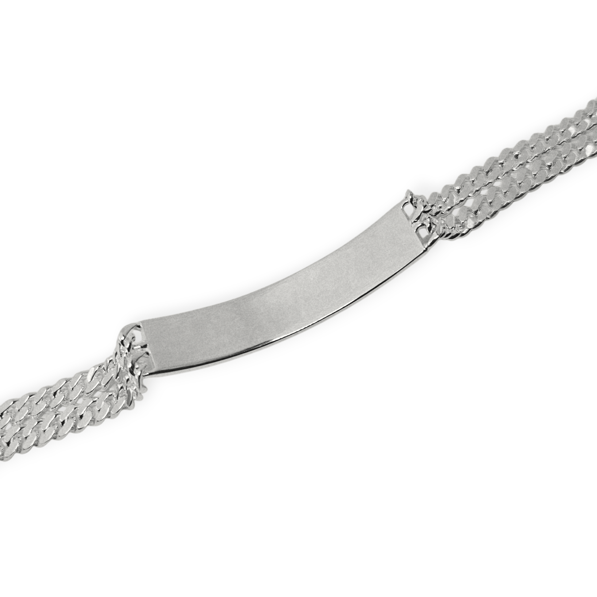 Double Cuban Chain Silver Bracelet For Men 8"L