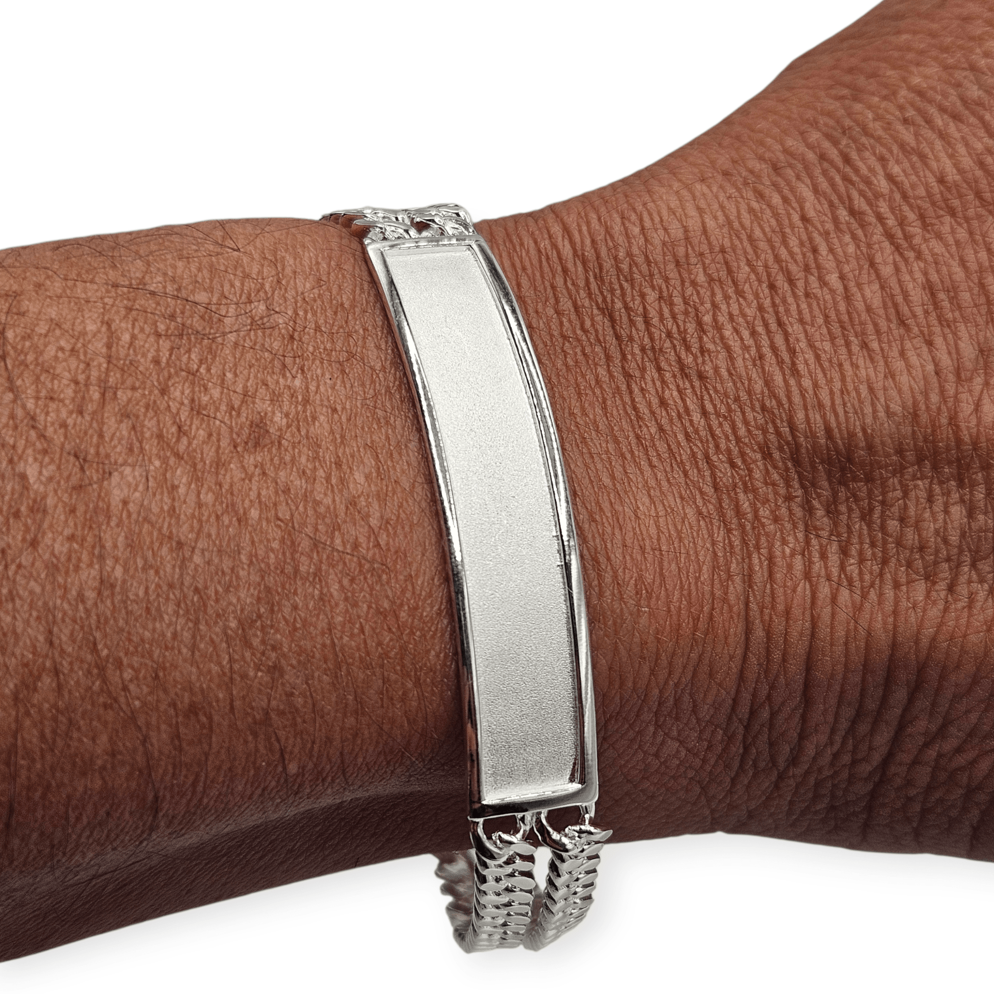 Double Cuban Chain Silver Bracelet For Men 8"L