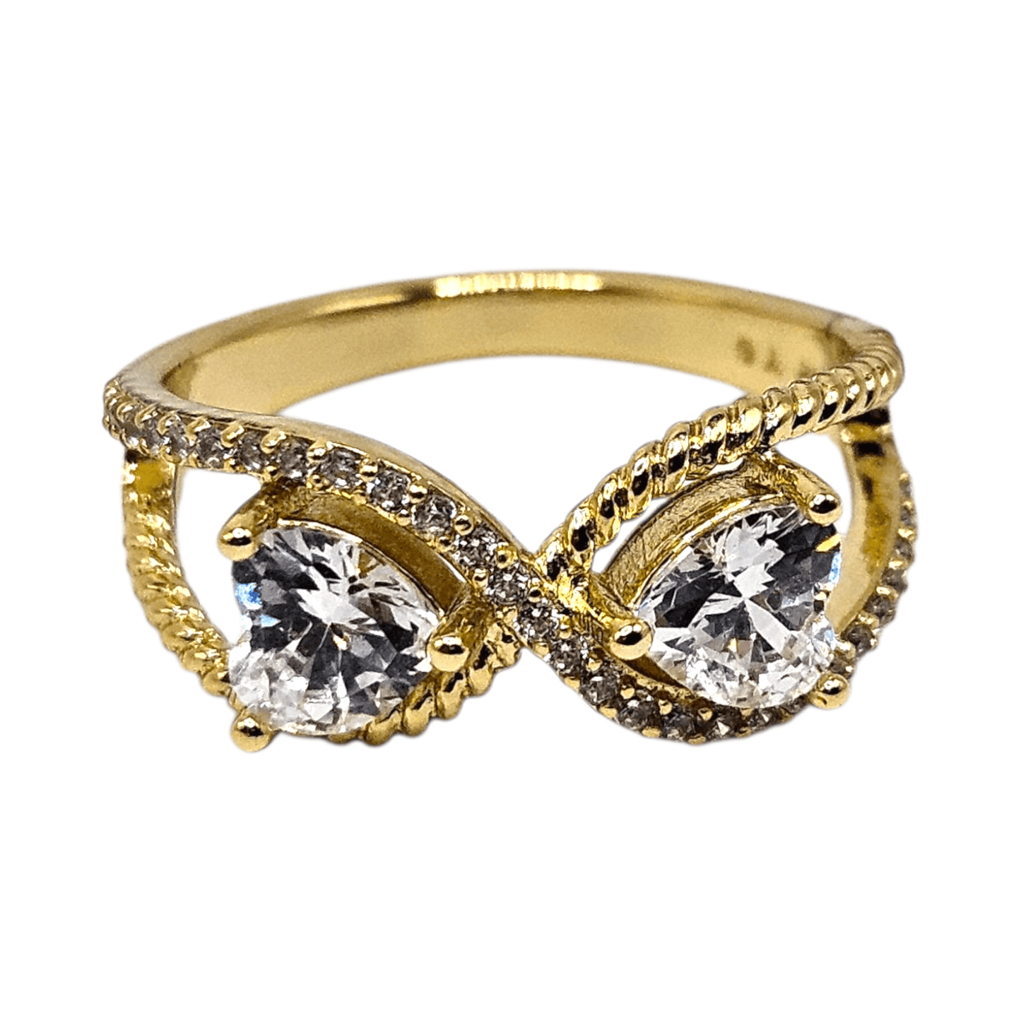 Double Heart Infinity Ring 14k Gold Plated for Women