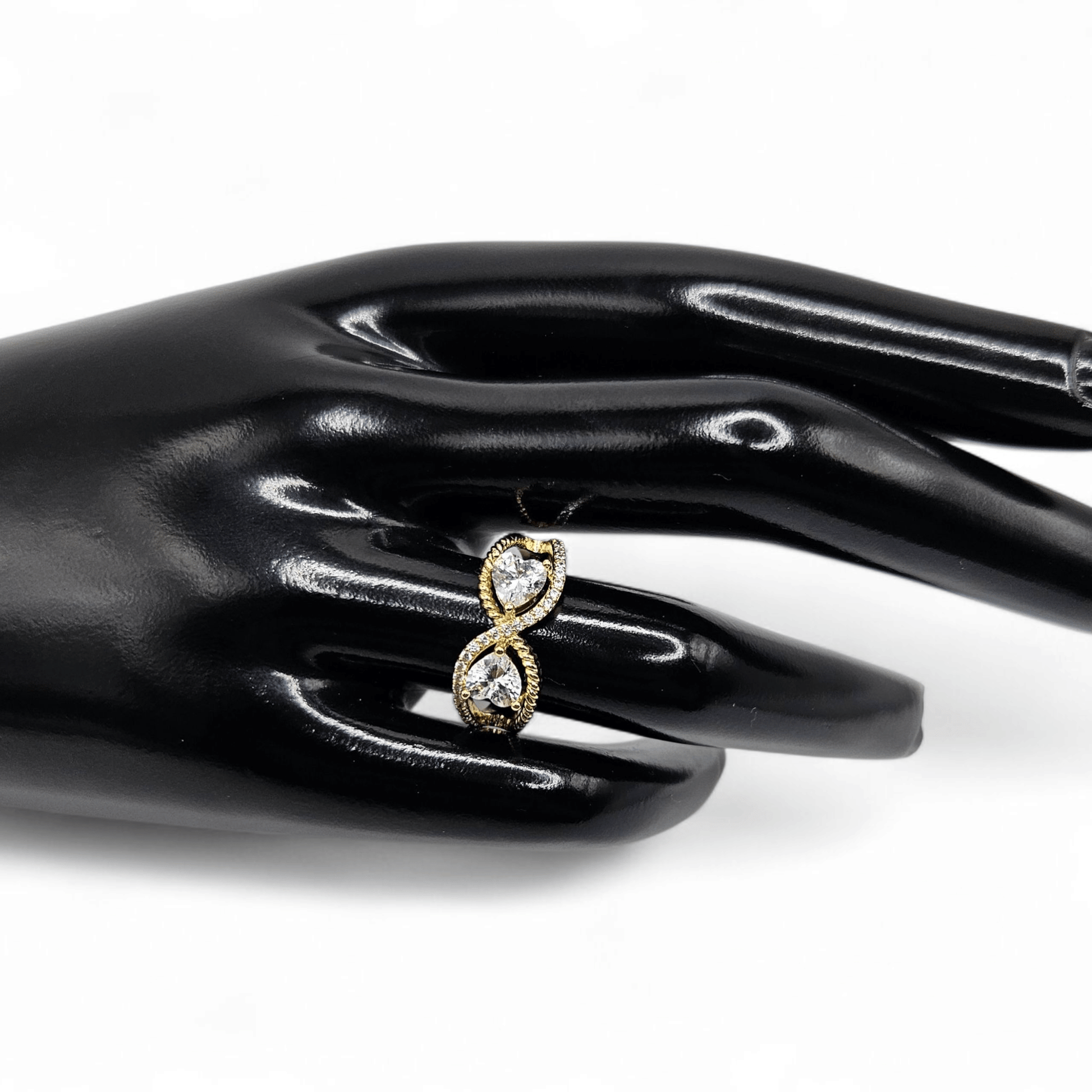 Double Heart Infinity Ring 14k Gold Plated for Women